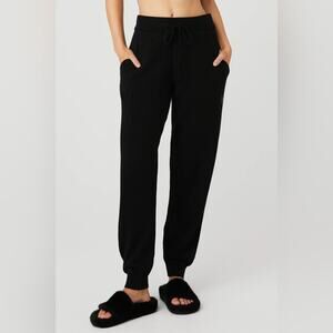 Alo High Waisted Cashmere Jet Set Pant Black Size XS Casual Lounge Comfort
